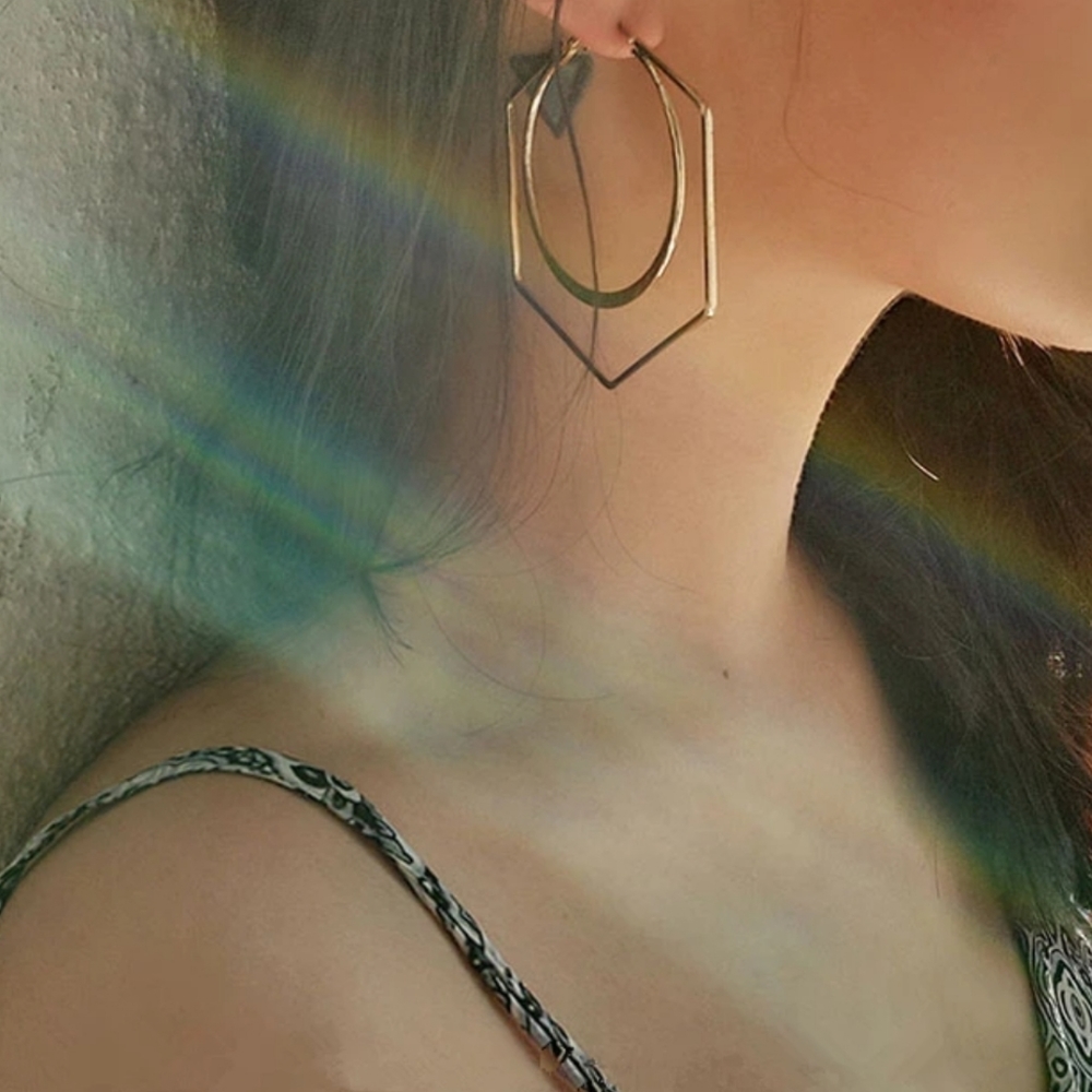 Honeycomb Hoop Earrings Statement